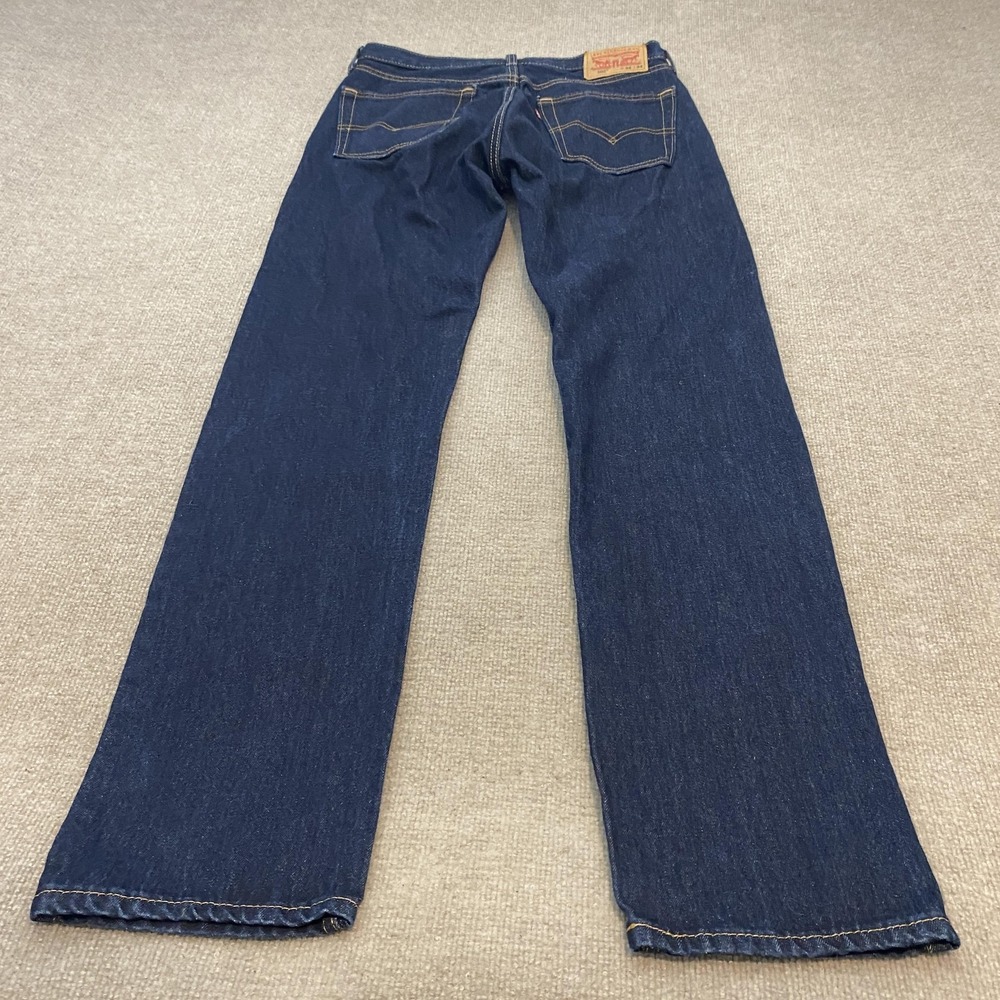 Levis 505 Jeans Mens 32x34 Blue Dark Wash Straight Leg 100% Cotton Denim Pants